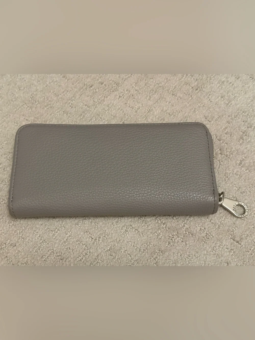 Marc by Marc Jacobs Grey Pebbled Leather Zip Wallet